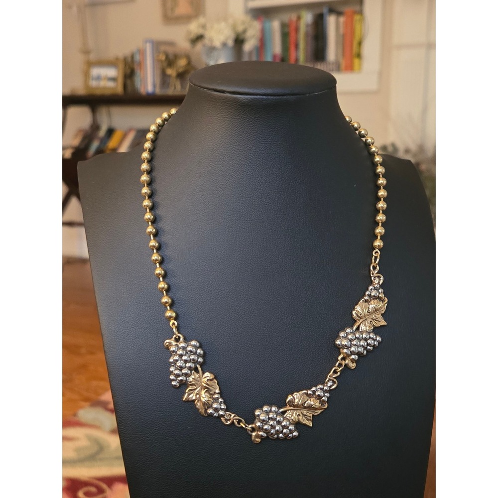 Grapevine Vintage Necklace Unsigned Two-Tone Stunning!